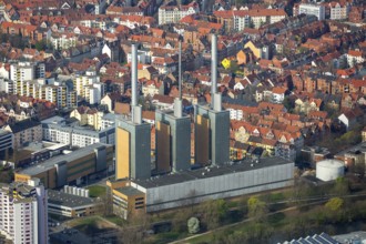 Linden thermal power station, The three warm brothers, Hanover natural gas power station, chimneys,