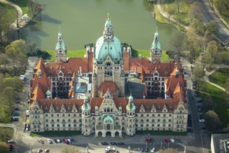New Town Hall, Hanover's landmark, Wilhelminian, castle-like magnificent building in eclectic