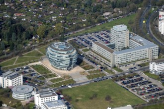 Office tower Heise headquarters in Hanover in spherical shape, Heise Medien GmbH & Co KG, Heise