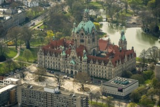 New Town Hall, Hanover's landmark, Wilhelminian, castle-like magnificent building in eclectic