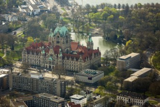 New Town Hall, Hanover's landmark, Wilhelminian, castle-like magnificent building in eclectic