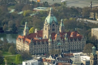 New Town Hall, Hanover's landmark, Wilhelminian, castle-like magnificent building in eclectic