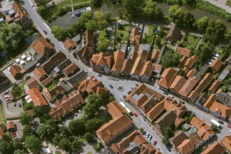 Old town of Hitzacker with the Jeetzel and Altjeetzel rivers, Elbe, Elbe banks, high water