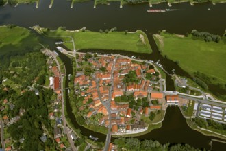 Old town of Hitzacker with the Jeetzel and Altjeetzel rivers, Elbe, Elbe banks, high water