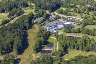 Aerial photo, golf house construction site Golfclub Felderbach Sprockhövel e.V., Sprockhövel, Ruhr