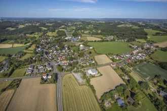 Aerial view, crossroads in Herzkamp, Evangelical Church Herzkamp, Sprockhövel, Ruhr area, North