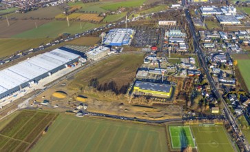 Aerial view, Woolworth builds new headquarters in the intermunicipal industrial estate Unna/Kamen,