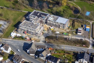 Aerial view, new building Kursana Quartier retirement home, recreation and leisure centre