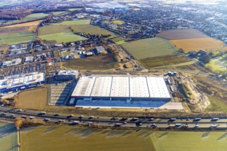 Aerial view, Woolworth builds new headquarters in the intermunicipal industrial estate Unna/Kamen,