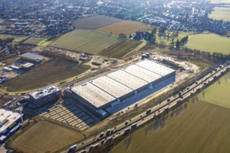Aerial view, Woolworth builds new headquarters in the intermunicipal commercial area Unna/Kamen,