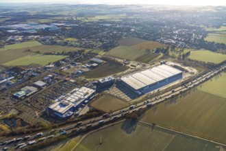 Aerial view, Woolworth builds new headquarters in the intermunicipal commercial area Unna/Kamen,