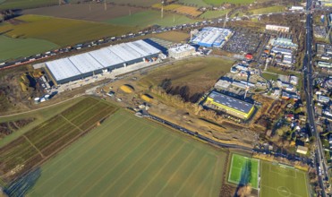 Aerial view, Woolworth builds new headquarters in the intermunicipal industrial estate Unna/Kamen,