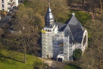 Aerial view, renovation Christuskirche, Unna, Ruhr area, North Rhine-Westphalia, Germany, place of