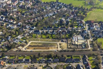 Aerial view, Drücke Garten-Zentrum Unna, construction area residential buildings, former sports