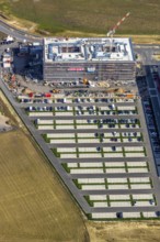 Aerial view, new construction Woolworth headquarters and logistics centre, commercial area Unna