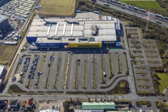 Aerial view, Ikea furniture store, Unna-Königsborn, city limits Kamen, Südkamen, Kamen, Ruhr area,