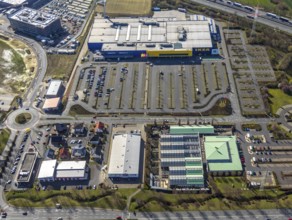 Aerial view, Ikea furniture store, Dehner garden centre, Mercure Hotel Kamen Unna, Unna-Königsborn,