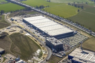 Aerial view, new Woolworth headquarters and logistics centre, Unna Kamen industrial estate,