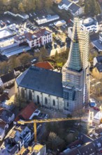 Aerial view, Unna town church being repaired, Unna, Ruhr area, North Rhine-Westphalia, Germany, DE,