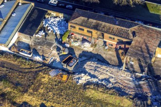 Aerial view, demolition begins for new building of the municipal utilities Unna at Viktoriastrasse