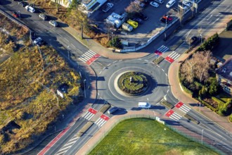 Aerial view, roundabout Viktoriastraße, Hammer Straße, Unna, Ruhr area, North Rhine-Westphalia,