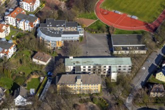 Aerial view, Peter-Weiss-Gesamtschule, old building, Unna, Ruhr area, North Rhine-Westphalia,