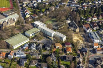Aerial view, Peter-Weiss-Gesamtschule, old building, Unna, Ruhr area, North Rhine-Westphalia,