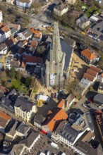 Aerial view, redevelopment protestant town church, church square, Unna, Ruhr area, North