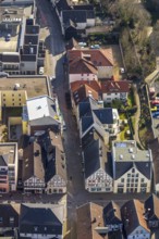 Aerial view, old town, Massener Straße, Gürtelstraße, half-timbered houses, Unna, Ruhr area, North