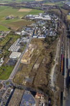 Aerial view, Unna railway station, Viktoriastrasse construction area for office building, Unna,
