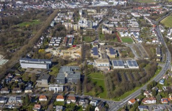 Aerial view, construction area Berliner Allee residential development, school centre north, Hansa