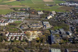 Aerial view, construction area Berliner Allee residential development, school centre north, Hansa