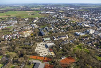 Aerial view, construction area Berliner Allee residential development, school centre north, Hansa