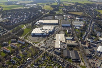 Aerial view, furniture centre with empty parking spaces, Zurbrüggen Wohn-Zentrum Unna, Unna, Ruhr