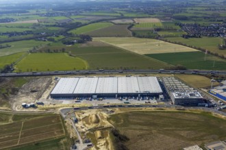 Aerial view, new Woolworth headquarters and logistics centre, Unna Kamen business park, Unna, Ruhr
