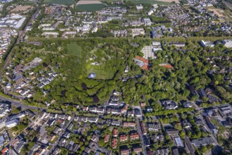 Aerial view, saltworks and spa gardens Unna, Unna, Ruhr area, North Rhine-Westphalia, Germany, DE,