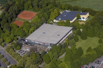 Aerial view, ice rink Unna, swimming rink Unna, Unna, Ruhr area, North Rhine-Westphalia, Germany,