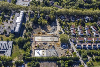 Aerial view, construction area Berliner Allee residential development, school centre north, Unna,
