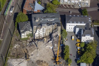 Aerial view, Bremme mill demolition for new building construction site shopping centre, Unna, Ruhr