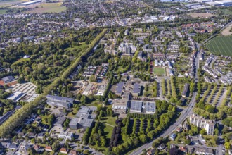 Aerial view, construction area Berliner Allee residential development, school centre north, Unna,