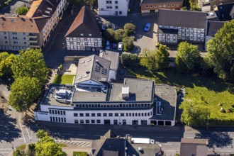 Aerial photo, Hellweger Anzeiger and Westfälische Rundschau, waterway, Unna, Ruhr area, North