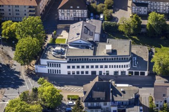 Aerial photo, Hellweger Anzeiger and Westfälische Rundschau, waterway, Unna, Ruhr area, North