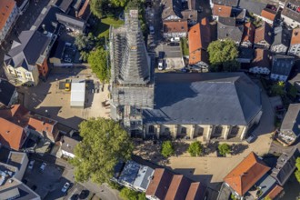 Aerial view, townscape, old town, renovation protestant town church, Unna, Ruhr area, North