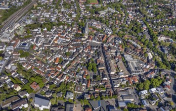 Aerial view, townscape, market place, old town, protestant town church, Unna, Ruhr area, North
