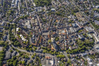 Aerial view, townscape, market place, old town, protestant town church, Unna, Ruhr area, North