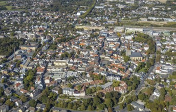 Aerial view, townscape, old town, renovation evang. City church, Unna, Ruhr area, North