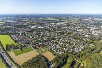 Aerial view, townscape, residential area Hertingerstraße, Unna, Ruhr area, North Rhine-Westphalia,