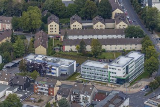 Aerial view, police station Velbert, jobcenter ME-aktiv, Velbert, Ruhr area, North