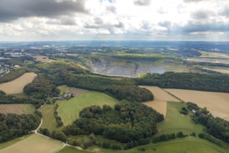 Aerial view, quarry Rützkausen, city border Velbert Wülfrath, limestone quarry, Wülfrath, Ruhr