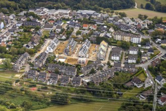 Aerial view, construction site, new building project, residential area, Obere Flandersbach,